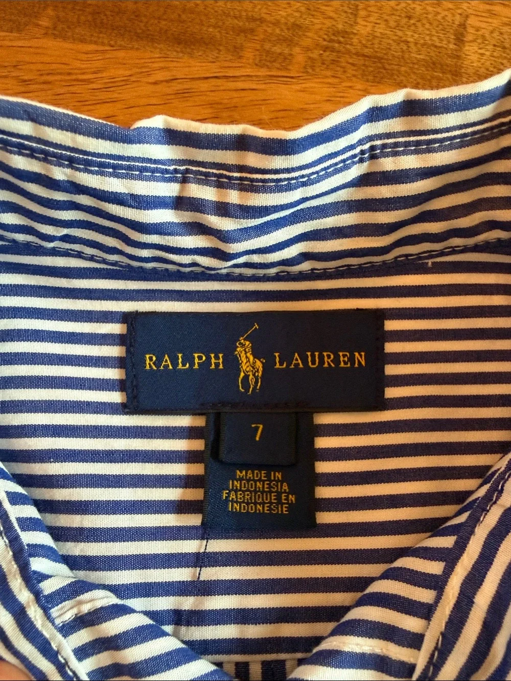 Ralph Lauren Boys Navy and White Striped Button-Down Shirt